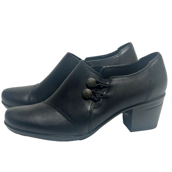 Clarks Size 8.5 M Black Emslie Warren Side Zip Loafer Bootie Witchy Preppy - Picture 1 of 13